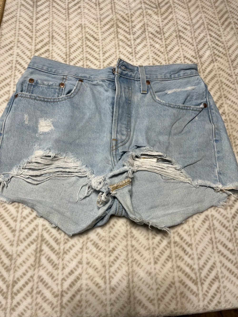 Levi's Light Blue Distressed Cutoff Denim Shorts 27